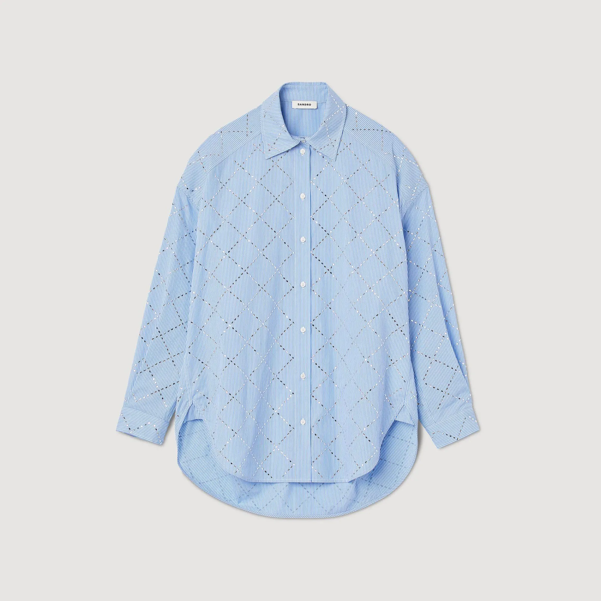 Mulheres Sandro Paris Camisa Oversized Com Strass