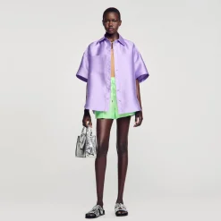 Mulheres Sandro Paris Camisa Oversized De Cetim