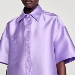 Mulheres Sandro Paris Camisa Oversized De Cetim