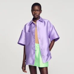 Mulheres Sandro Paris Camisa Oversized De Cetim