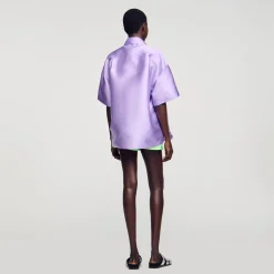 Mulheres Sandro Paris Camisa Oversized De Cetim