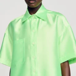 Mulheres Sandro Paris Camisa Oversized De Cetim