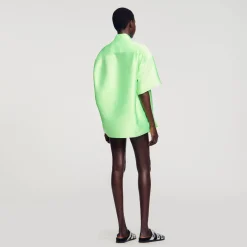 Mulheres Sandro Paris Camisa Oversized De Cetim