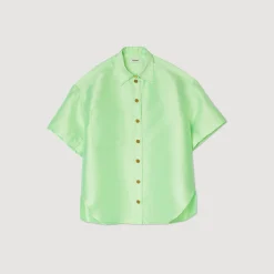 Mulheres Sandro Paris Camisa Oversized De Cetim