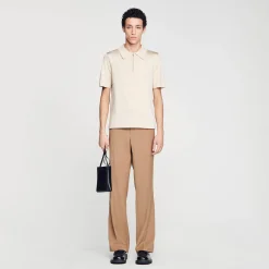 Homem Sandro Paris Camisa Polo De Malha Com Gola Com Ziper