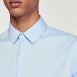 Homem Sandro Paris Camisa Slim Fit De Algodao Stretch