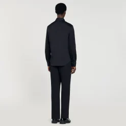 Homem Sandro Paris Camisa Slim Fit De Algodao Stretch