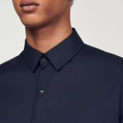 Homem Sandro Paris Camisa Slim Fit De Algodao Stretch