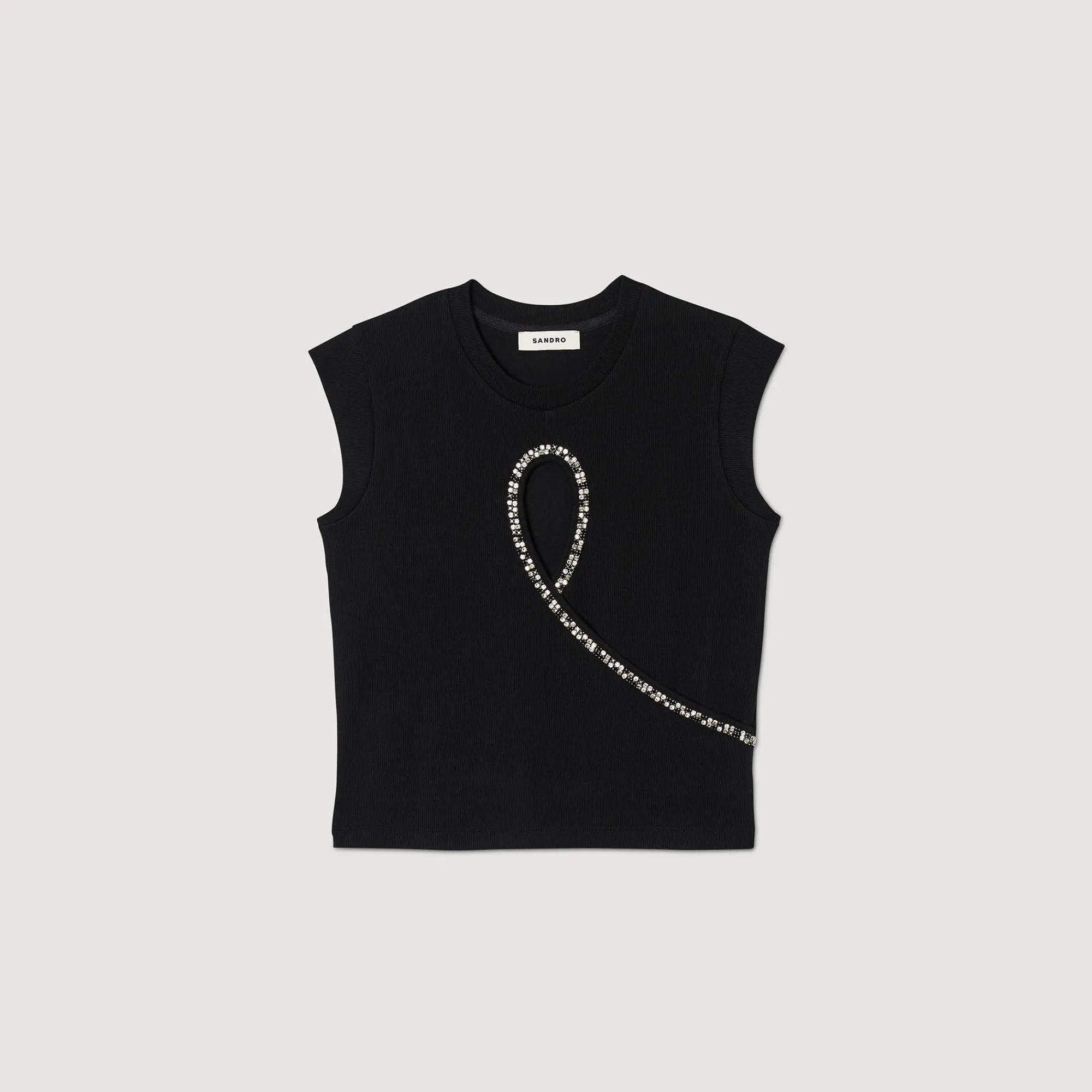 Mulheres Sandro Paris Camiseta Curta Com Abertura Em Strass