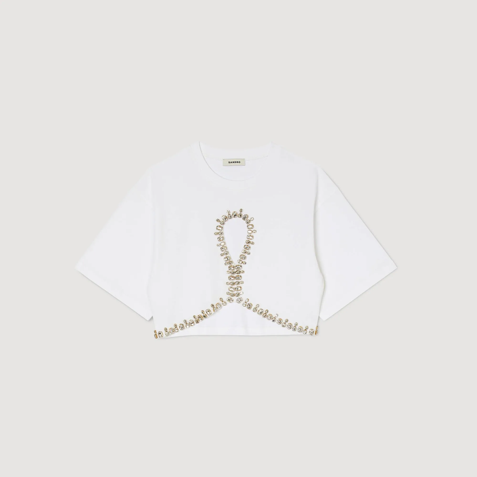 Mulheres Sandro Paris Camiseta Curta Com Strass