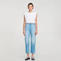 Mulheres Sandro Paris Camiseta Curta De Algodao