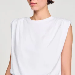 Mulheres Sandro Paris Camiseta Curta De Algodao