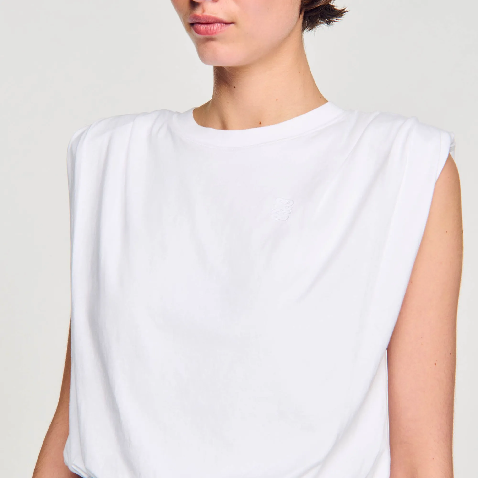 Mulheres Sandro Paris Camiseta Curta De Algodao