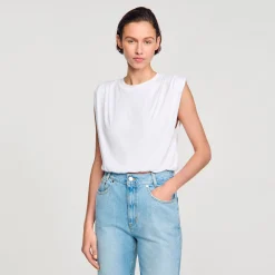 Mulheres Sandro Paris Camiseta Curta De Algodao