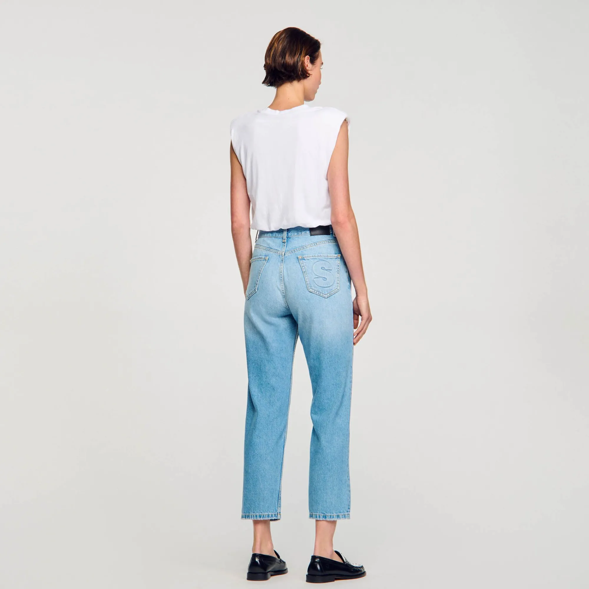 Mulheres Sandro Paris Camiseta Curta De Algodao