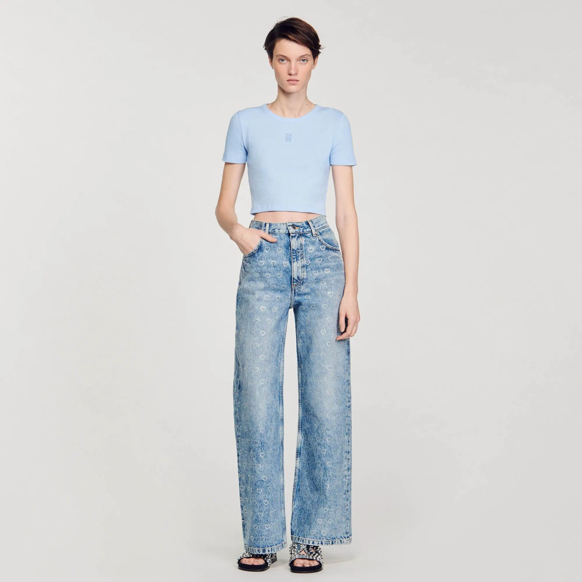 Mulheres Sandro Paris Camiseta Curta