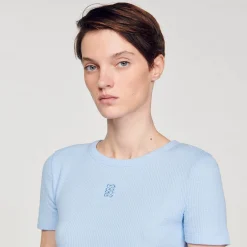 Mulheres Sandro Paris Camiseta Curta