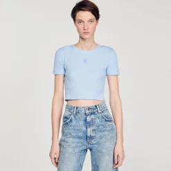 Mulheres Sandro Paris Camiseta Curta