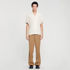 Homem Sandro Paris Camiseta De Manga Curta Com Cruz Quadrada