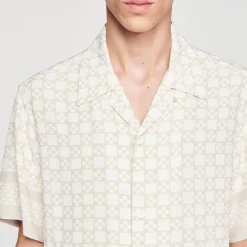 Homem Sandro Paris Camiseta De Manga Curta Com Cruz Quadrada