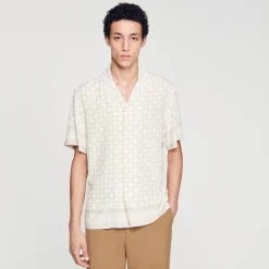 Homem Sandro Paris Camiseta De Manga Curta Com Cruz Quadrada