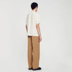 Homem Sandro Paris Camiseta De Manga Curta Com Cruz Quadrada