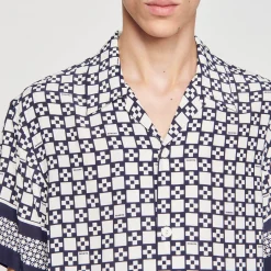 Homem Sandro Paris Camiseta De Manga Curta Com Cruz Quadrada