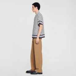 Homem Sandro Paris Camiseta De Manga Curta Com Cruz Quadrada