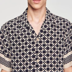 Homem Sandro Paris Camiseta De Manga Curta Com Cruz Quadrada