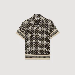 Homem Sandro Paris Camiseta De Manga Curta Com Cruz Quadrada