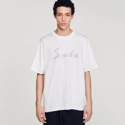 Homem Sandro Paris Camiseta Grande De Algodao