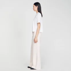 Mulheres Sandro Paris Camiseta Rosa Com Strass