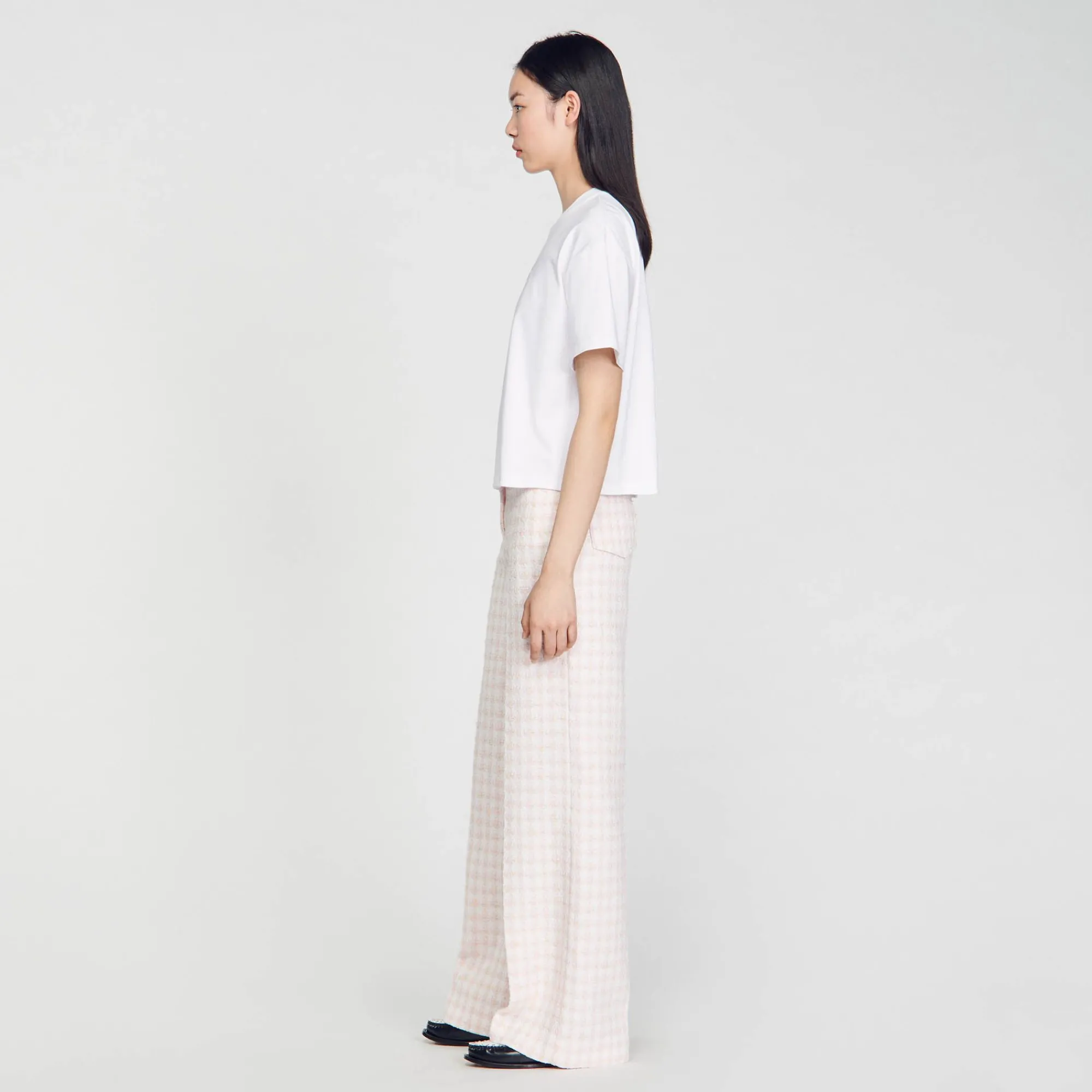 Mulheres Sandro Paris Camiseta Rosa Com Strass