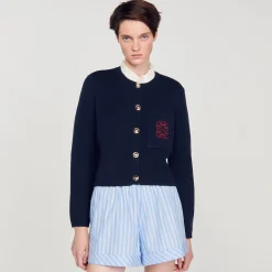 Mulheres Sandro Paris Cardicoat Com Gola Babado