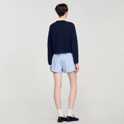 Mulheres Sandro Paris Cardicoat Com Gola Babado