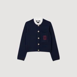 Mulheres Sandro Paris Cardicoat Com Gola Babado