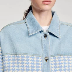 Mulheres Sandro Paris Cardicoat Houndstooth