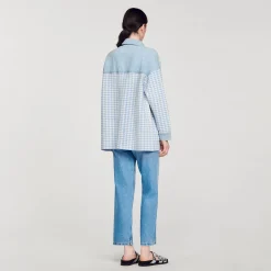 Mulheres Sandro Paris Cardicoat Houndstooth