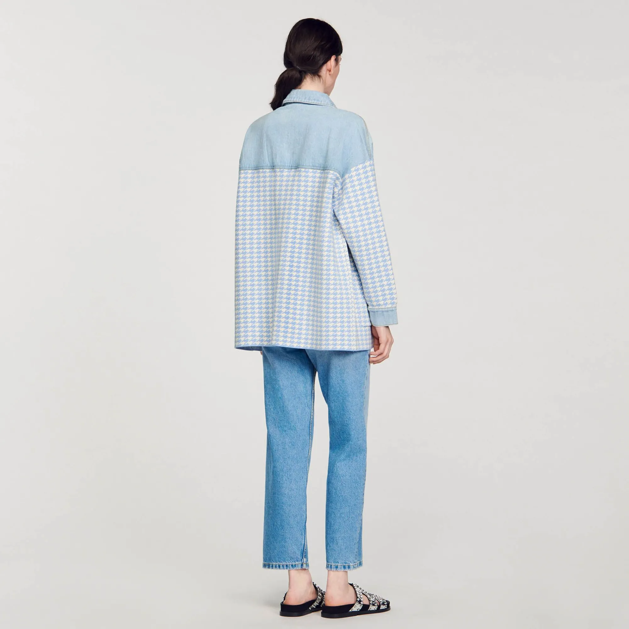 Mulheres Sandro Paris Cardicoat Houndstooth