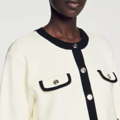 Mulheres Sandro Paris Cardiga Bicolor Com Botoes