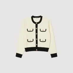 Mulheres Sandro Paris Cardiga Bicolor Com Botoes