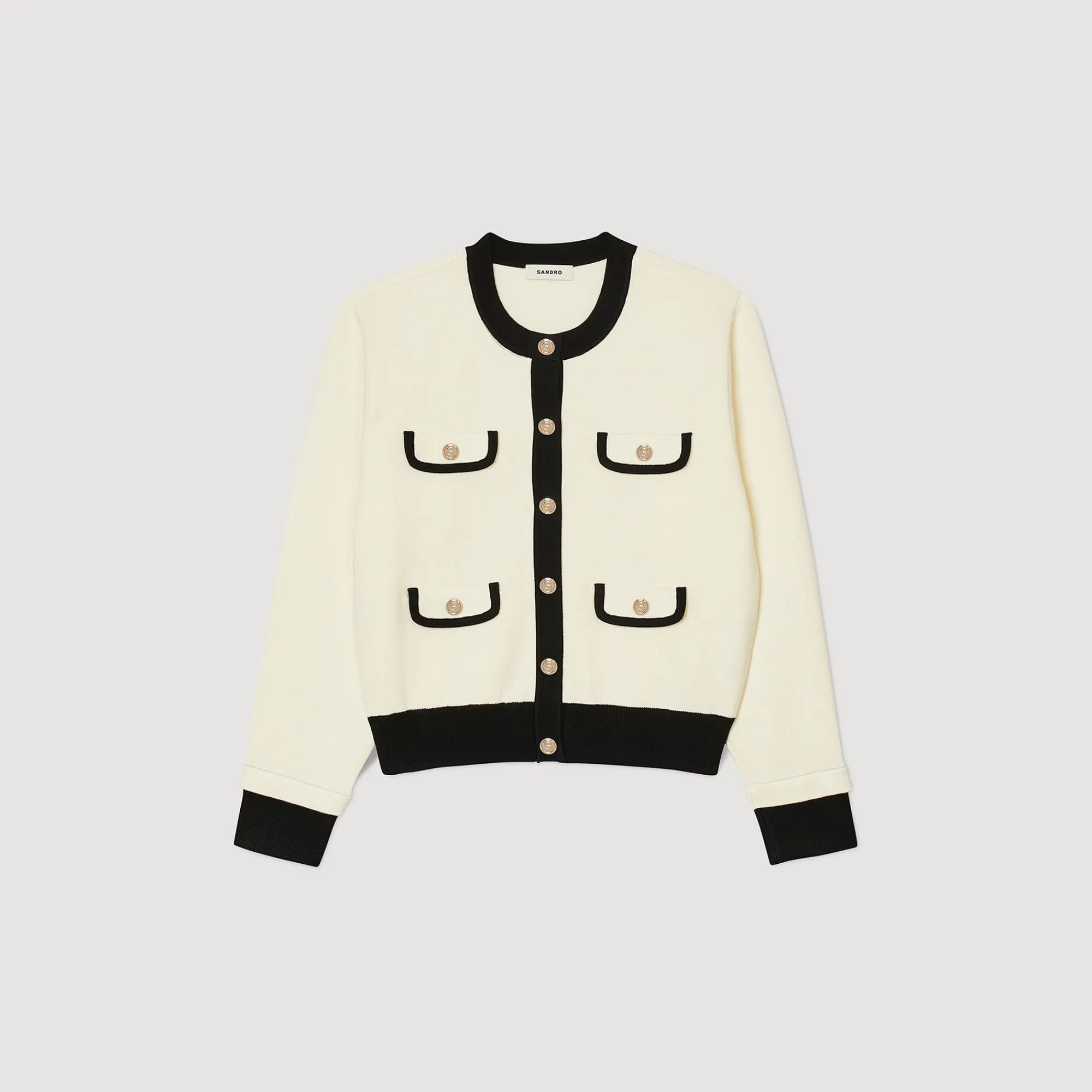 Mulheres Sandro Paris Cardiga Bicolor Com Botoes