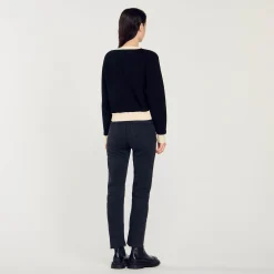 Mulheres Sandro Paris Cardiga Bicolor Com Botoes