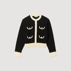 Mulheres Sandro Paris Cardiga Bicolor Com Botoes