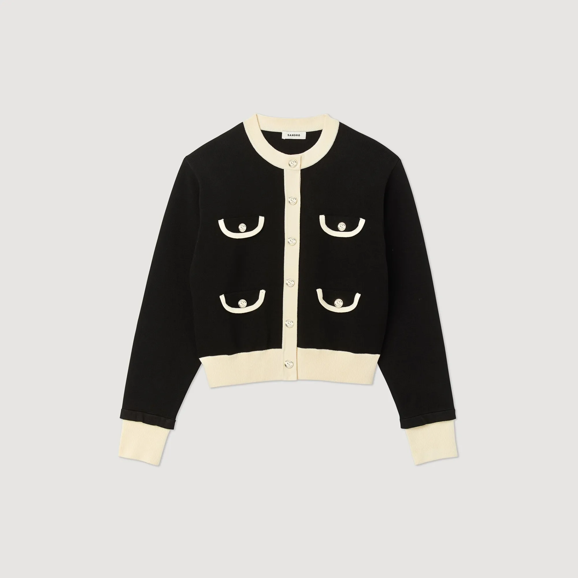 Mulheres Sandro Paris Cardiga Bicolor Com Botoes