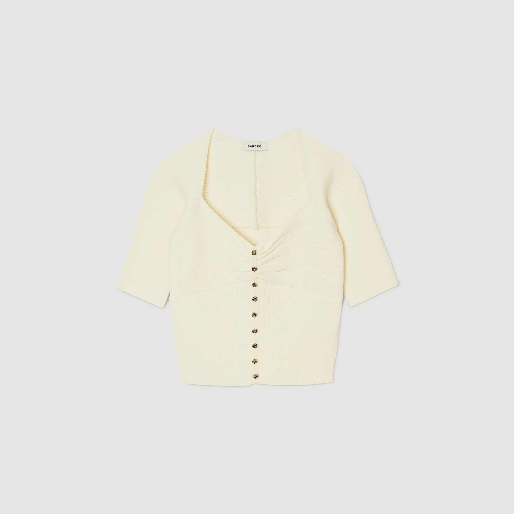 Mulheres Sandro Paris Cardiga Canelado Recortado