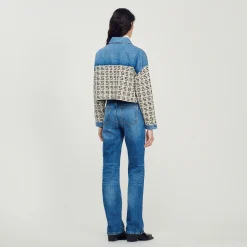 Mulheres Sandro Paris Cardiga Curto Jeans