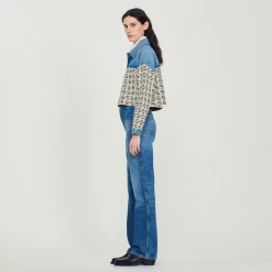 Mulheres Sandro Paris Cardiga Curto Jeans