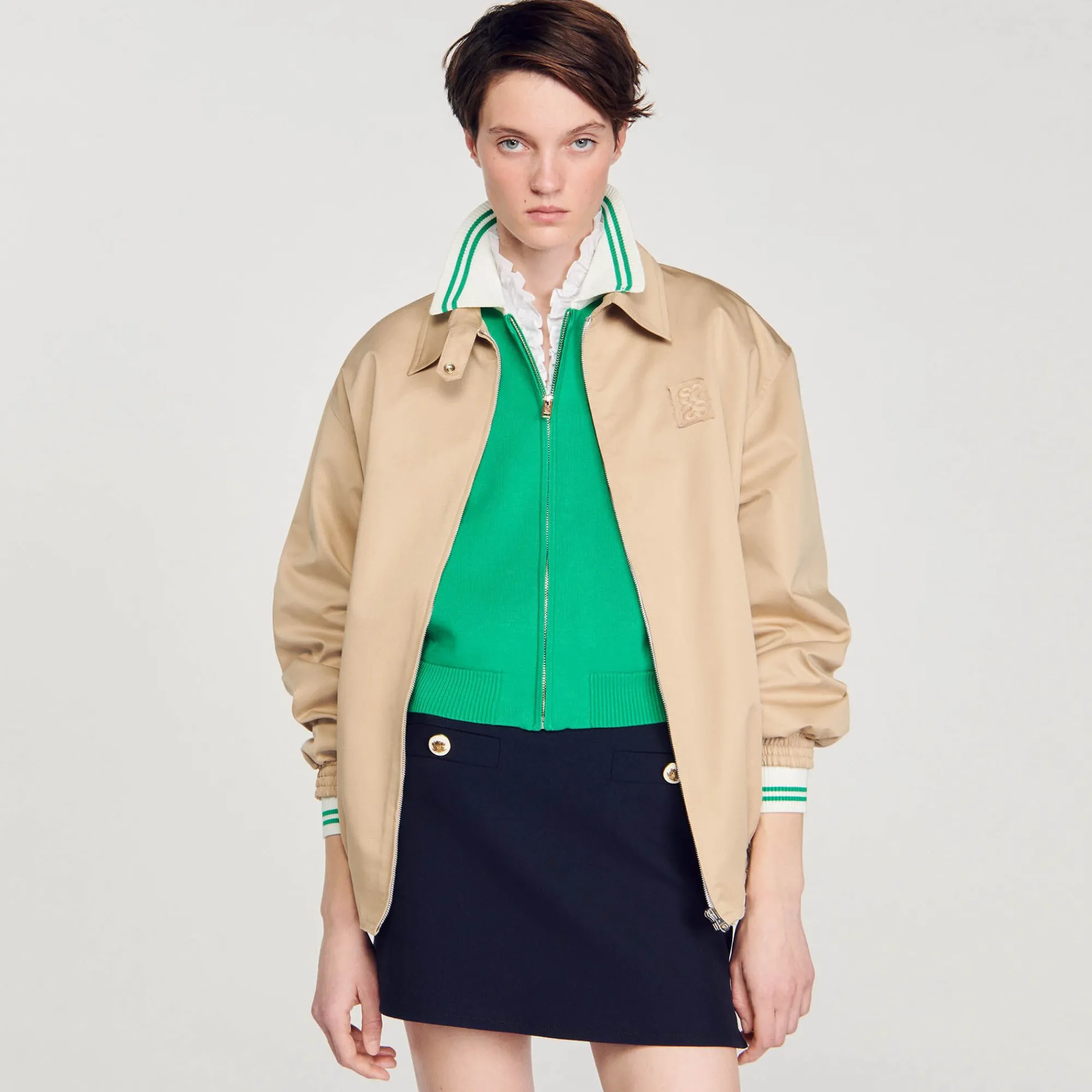 Mulheres Sandro Paris Cardiga De Beisebol Com Ziper