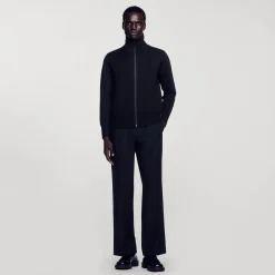 Homem Sandro Paris Cardiga De La Com Ziper